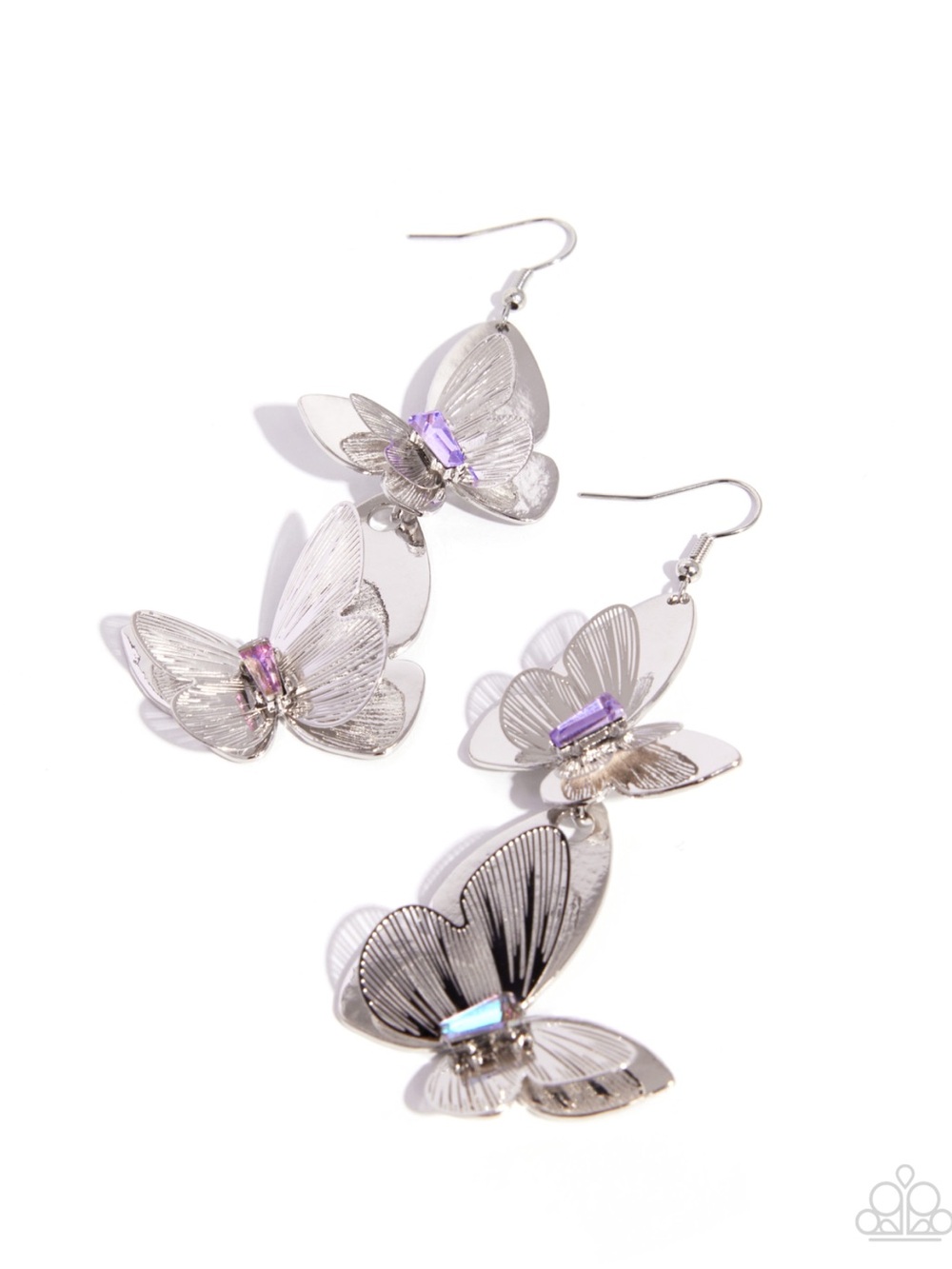 NWT Purple/Silver Airy Butterflies Earrings - Picture 3 of 4